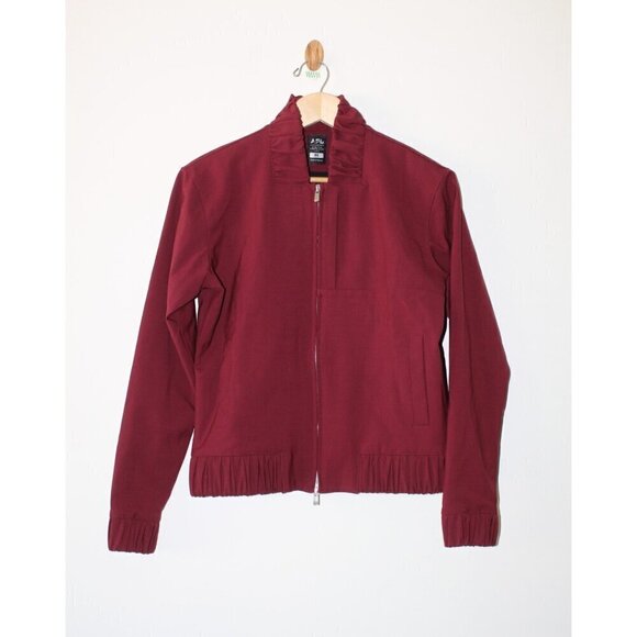 APL The Perfect Wool blend Bomber Women's Jacket Burgundy Size Medium Full Zip - Picture 4 of 12